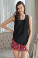 Атласная пижама майка и шорты с шотландской клеткой Честер 7375 Mia-Amore