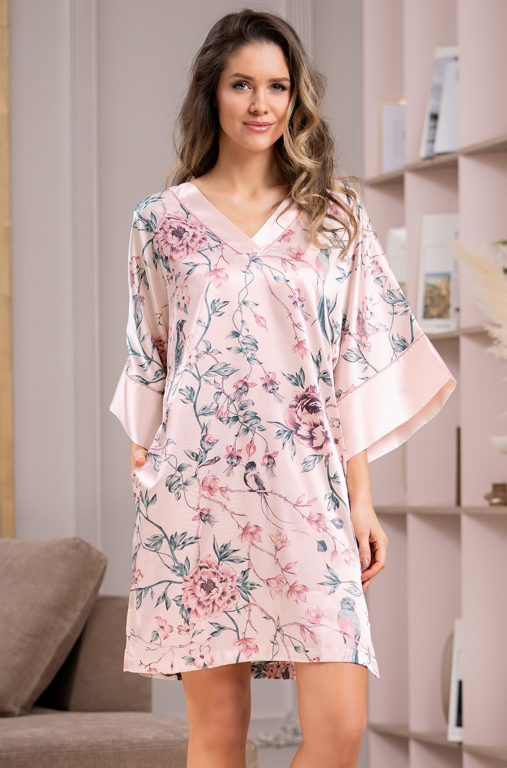 Туника домашняя короткая с широким рукавом Адриана 7134 Mia-Amore