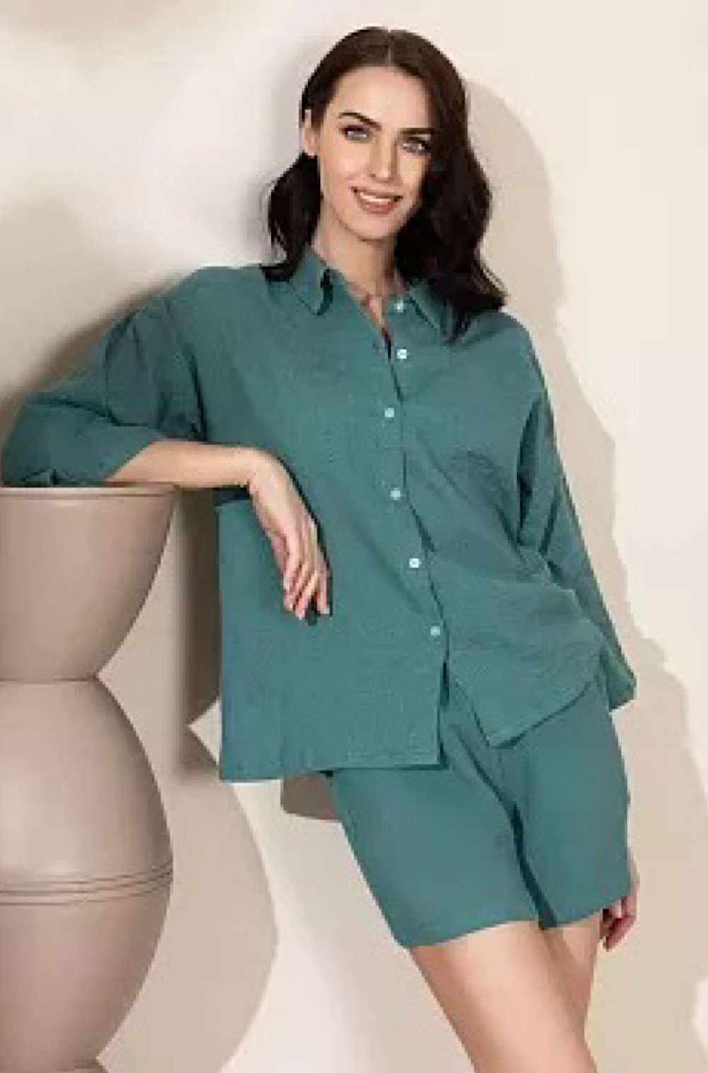 Комплект женский Mia-Amore Sesilia 5624 рубашка и шорты изумруд (хлопок)