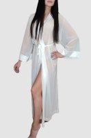 Тонкий длинный пеньюар из прозрачного микротюля с атласом Teona Subtille