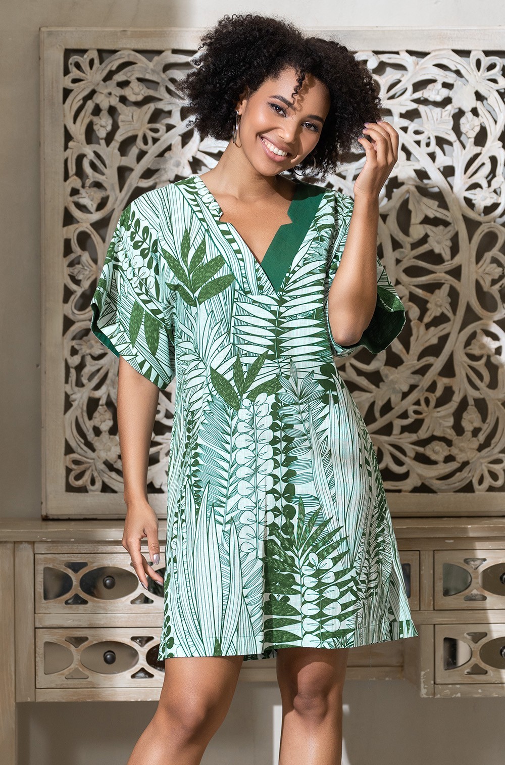 Туника летняя короткая хлопок/лён Сицилия 5211 Mia-Amore