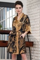 Шёлковый халат домашний короткий запашной Антика 3473 Mia-Amore