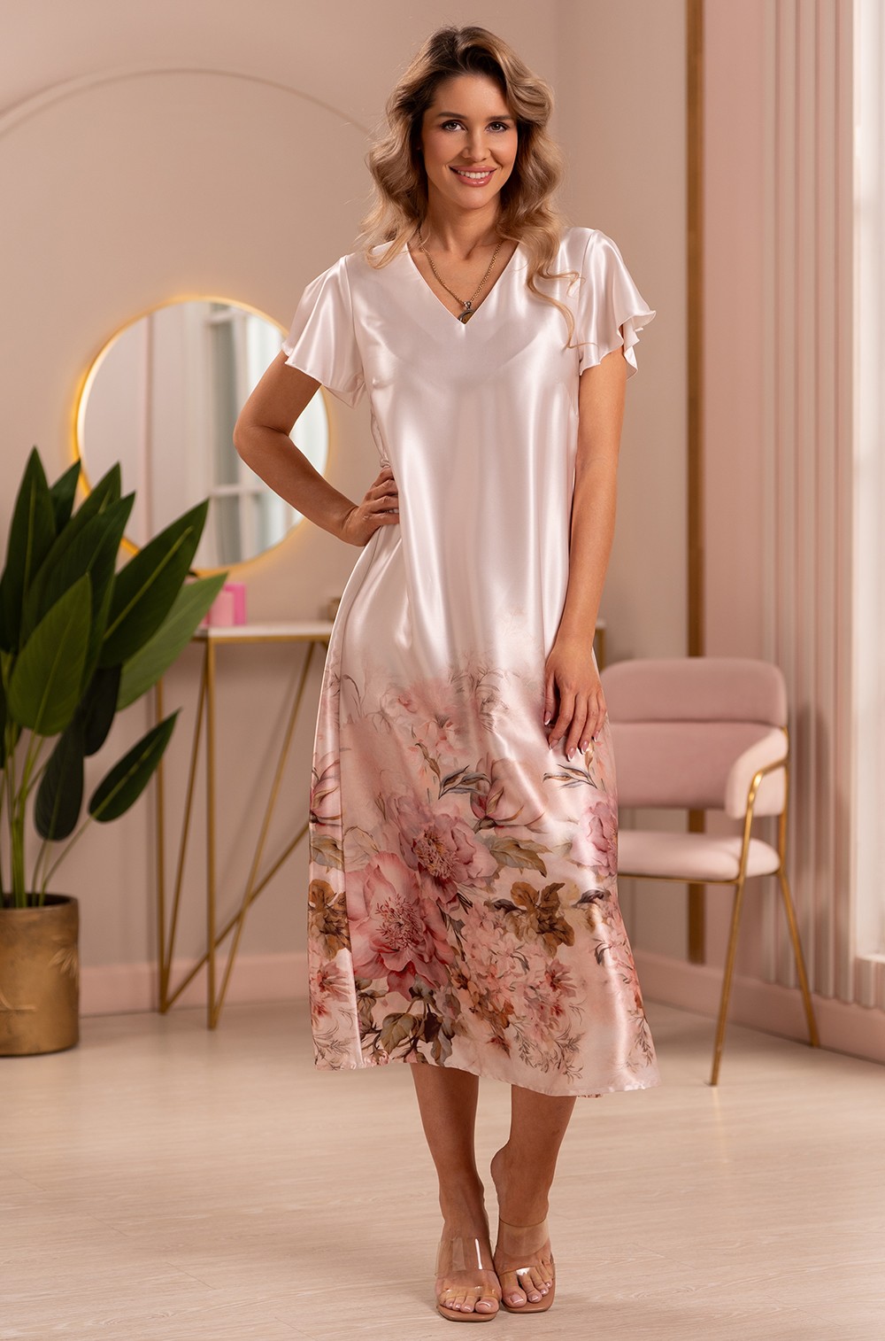 Шёлковое платье Mia‑Amore Алора 4945 длинное с короткими рукавами