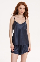 Пижама топ с шортами атласная Джулия Шарм черника 8754 Mia-Amore