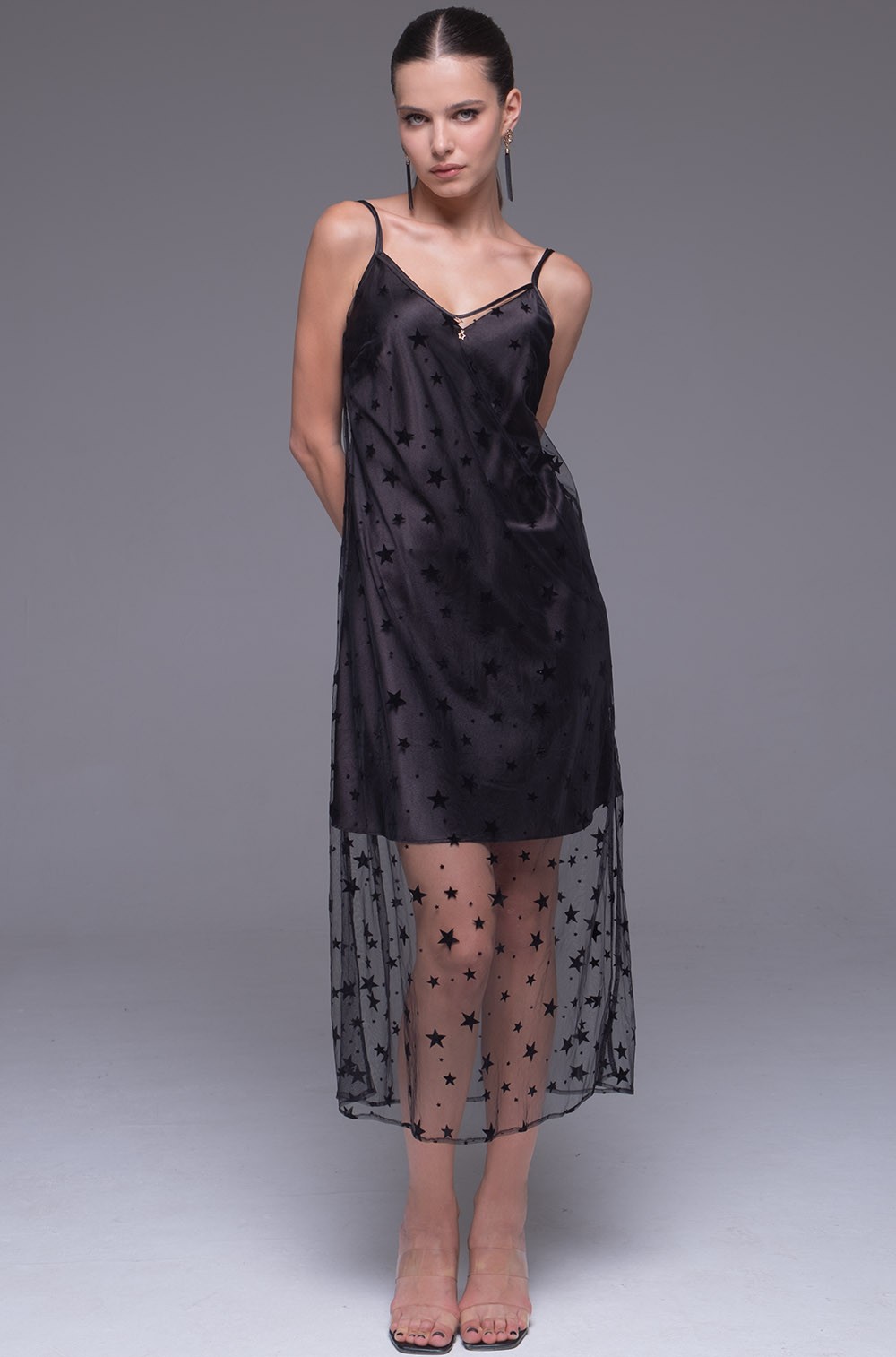 Прозрачная сорочка из сетки со звёздочками Andromeda 4301 Mia-Amore