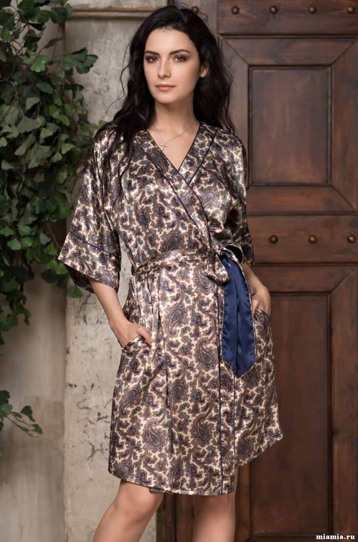 Халат домашний женский короткий с принтом пэйсли Персия 3403 Mia-Amore