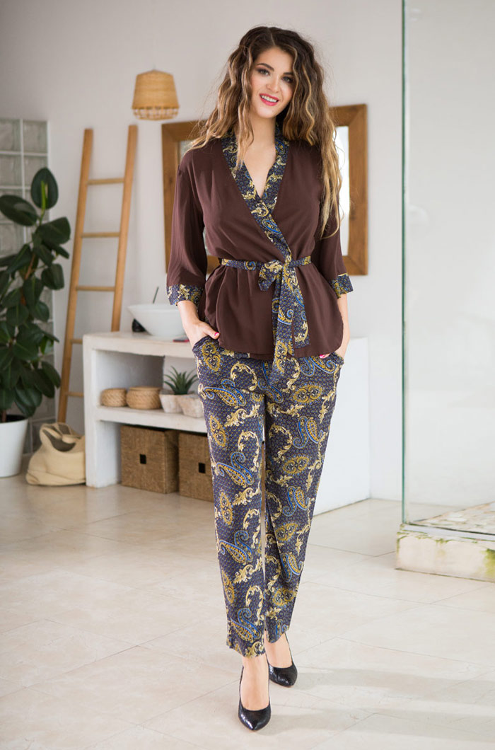 Комплект домашний жакет запашной с брюками вискозный ЭЛАНИЯ 16426 Миа-Миа