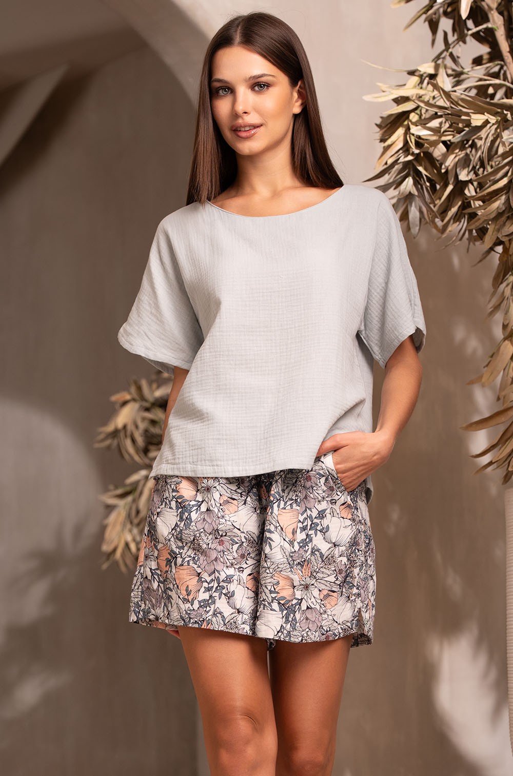 Комплект женский Mia-Amore Daisy 5822 топ и шорты из хлопкового муслина
