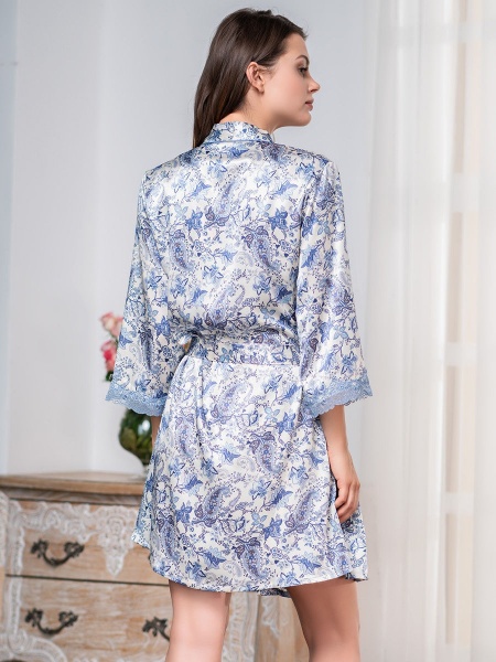 Шёлковый халат домашний запашной с кружевом Дольче Вита 5913 Mia-Amore