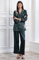 Шёлковая пижама рубашка с брюками Феллини изумруд 3915 Mia-Amore