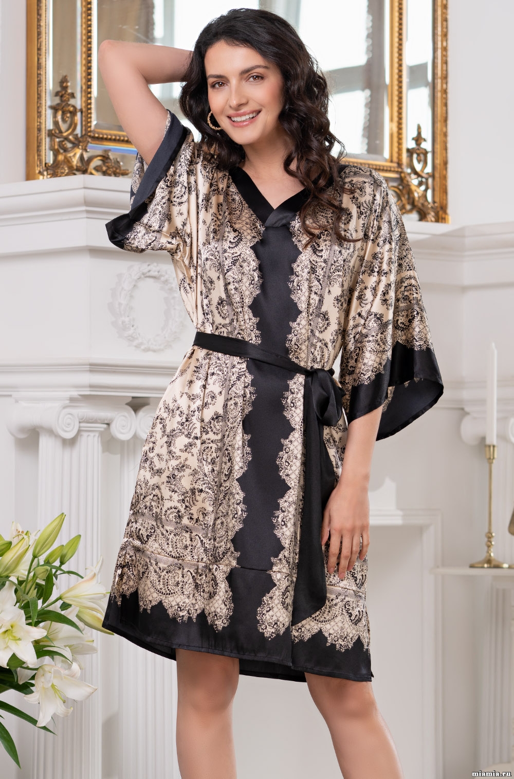 Шёлковая туника короткая с поясом Mia-Amore PENELOPA Пенелопа 3694