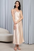 Сорочка длинная Mia-Amore Марджери 3968 персик шёлк с вышивным кружевом