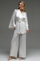 Пижама с брюками белая из смесового шёлка Лилироуз 4596 Mia-Amore