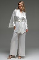 Пижама с брюками белая из смесового шёлка Лилироуз 4596 Mia-Amore