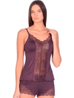 Пижама женская топ на узких бретелях и шорты фиолетовый 219 Reina Турция
