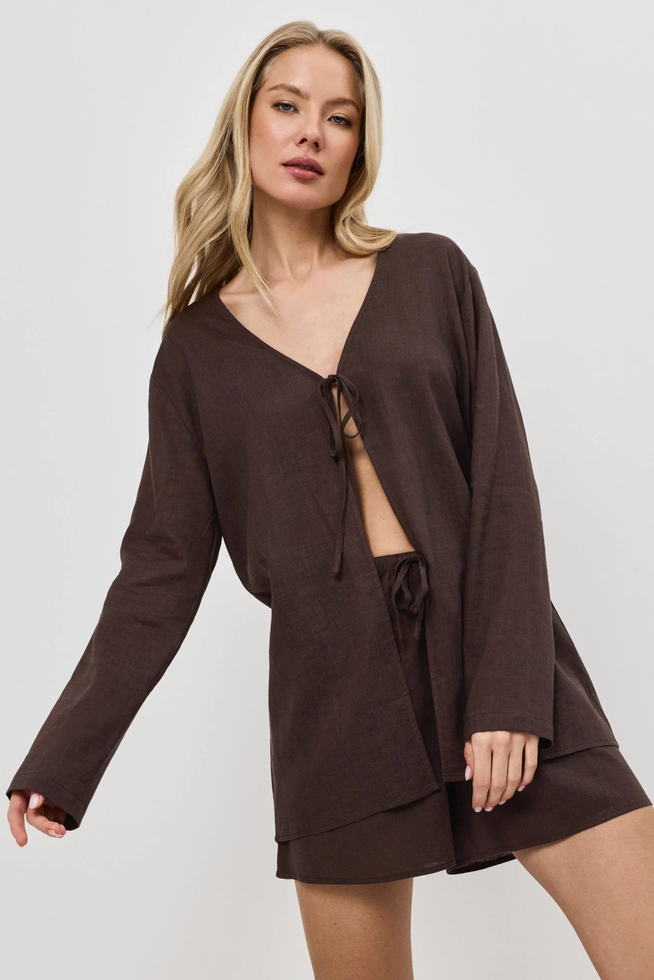 Комплект женский с шортами CLAY SET Aruelle из вискозы со льном