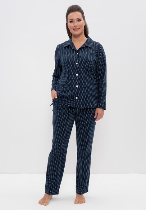 Пижама женская рубашка со штанами хлопок син/пшено 1124 Cleo