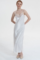Шёлковая сорочка белая длинная с вышивкой Реджина 3908 Mia-Amore