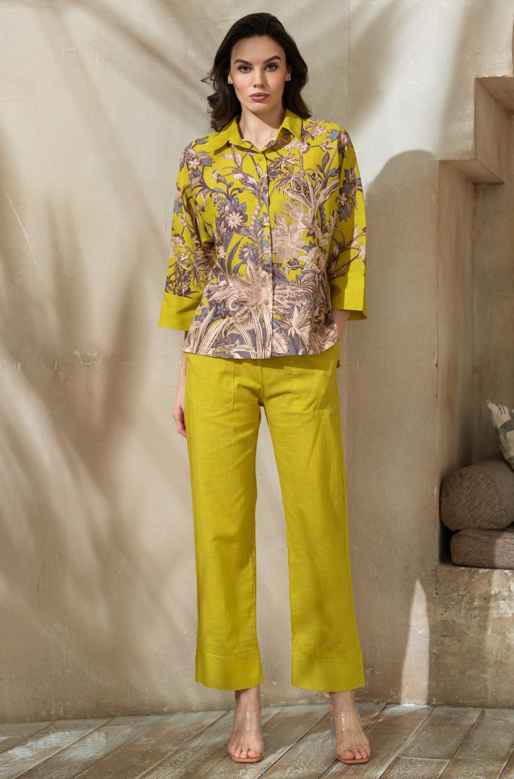 Летний комплект рубашка и брюки Фиджи 5405 Mia-Amore из хлопка со льном