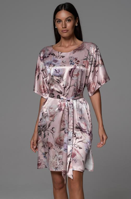 Шёлковая туника домашняя Филомена Mia‑Amore 4851 до колен с карманами