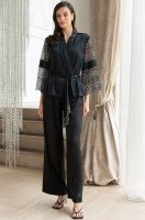 Пижама-тройка чёрная запашной жакет, брюки и топ  MISTY 7266 Mia-Amore