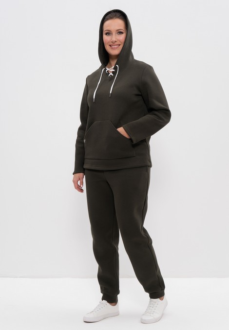 Спортивный костюм утеплённый худи с капюшоном/брюки 957 хаки Cleo