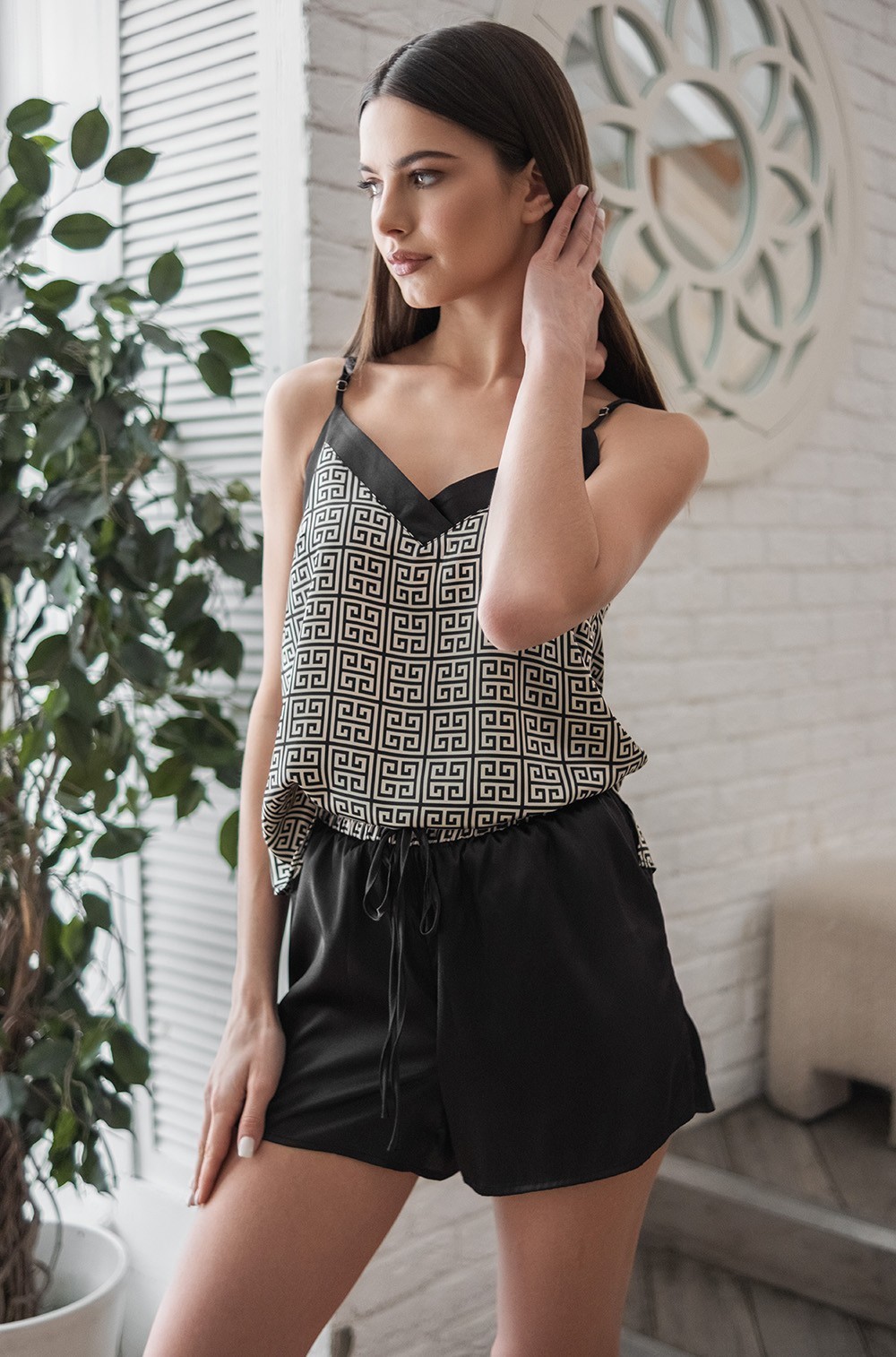 Шёлковая пижама женская топ и шорты 4082 Жадор Mia-Amore