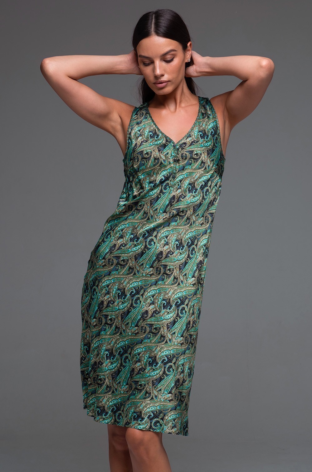 Ночная сорочка длиной до колен из шёлка с вискозой Амина 4101 Mia-Amore