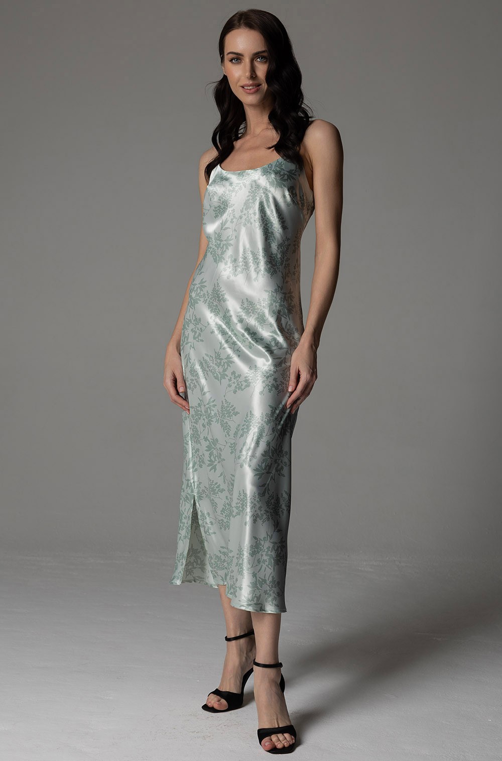 Шёлковая ночная сорочка Mia‑Amore Tiffany 4918 длинная на тонких бретелях