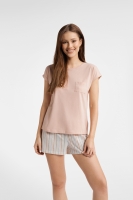 Пижама женская розовая футболка с шортами в полоску 40629 LETTIE Esotiq