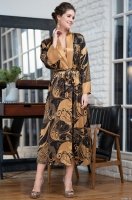 Шёлковый халат домашний длинный большие размеры Антика 3479 Mia-Amore