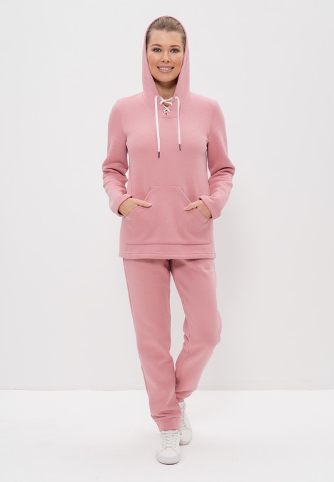 Костюм женский с начёсом худи с капюшоном/брюки 957 пудра Cleo