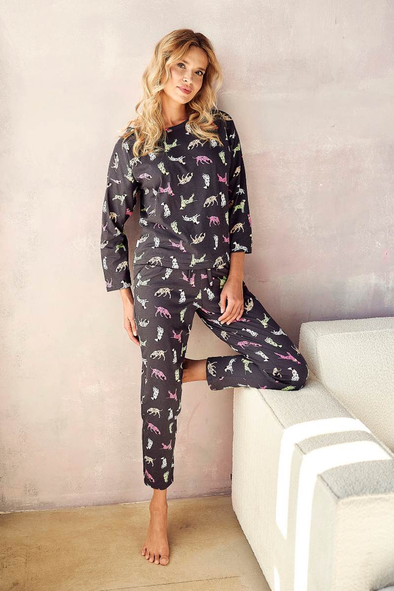Пижама с длинным рукавом и штаны 3/4 хлопок 2985 LUIZA Taro Польша
