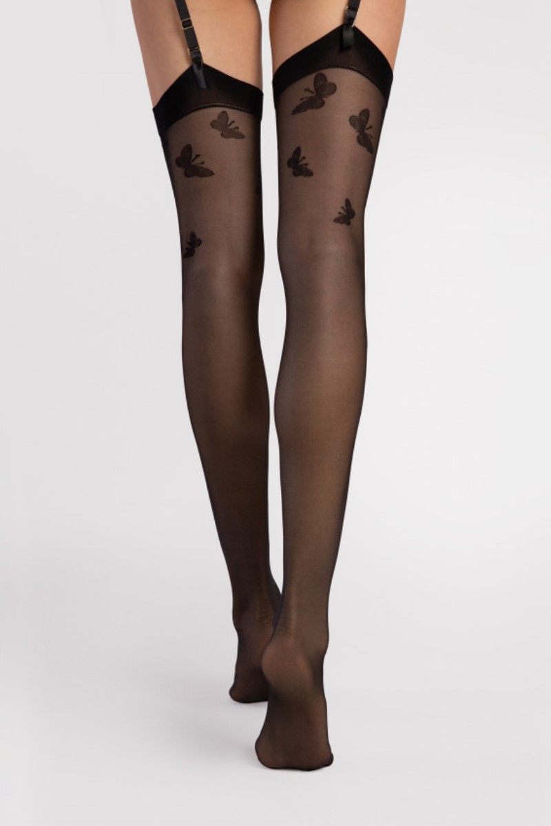 Чулки под пояс чёрные 4111/O FARFALLE 20 DEN Fiore Польша