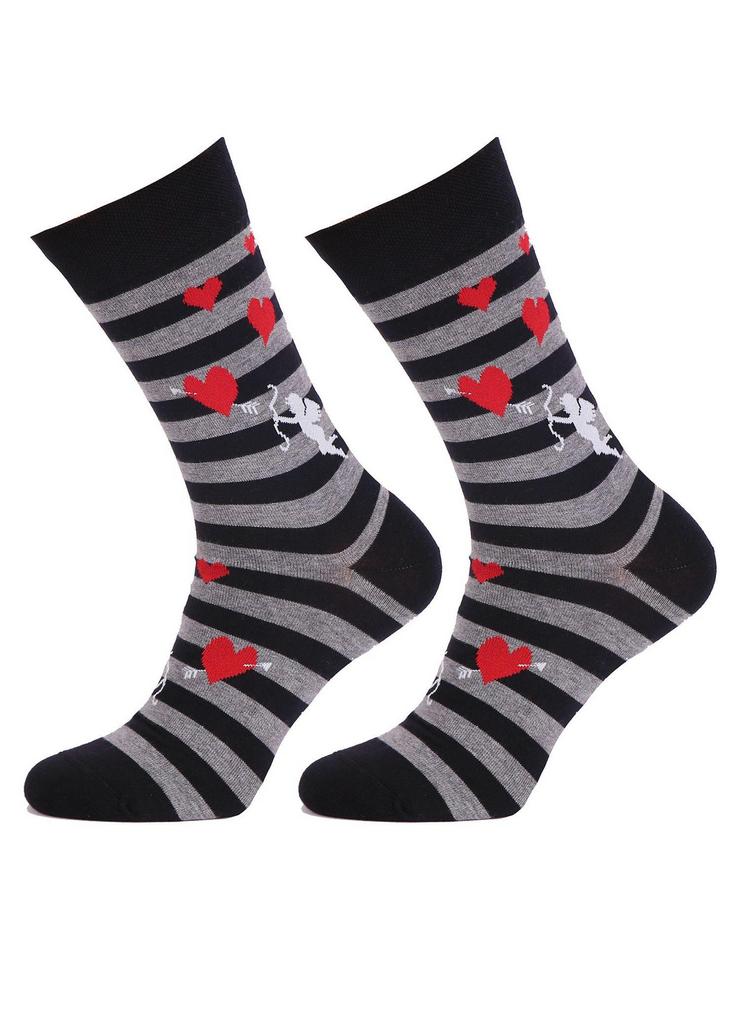 Носки мужские из хлопка с принтом сердечек AMORE LOVE Marilyn серый