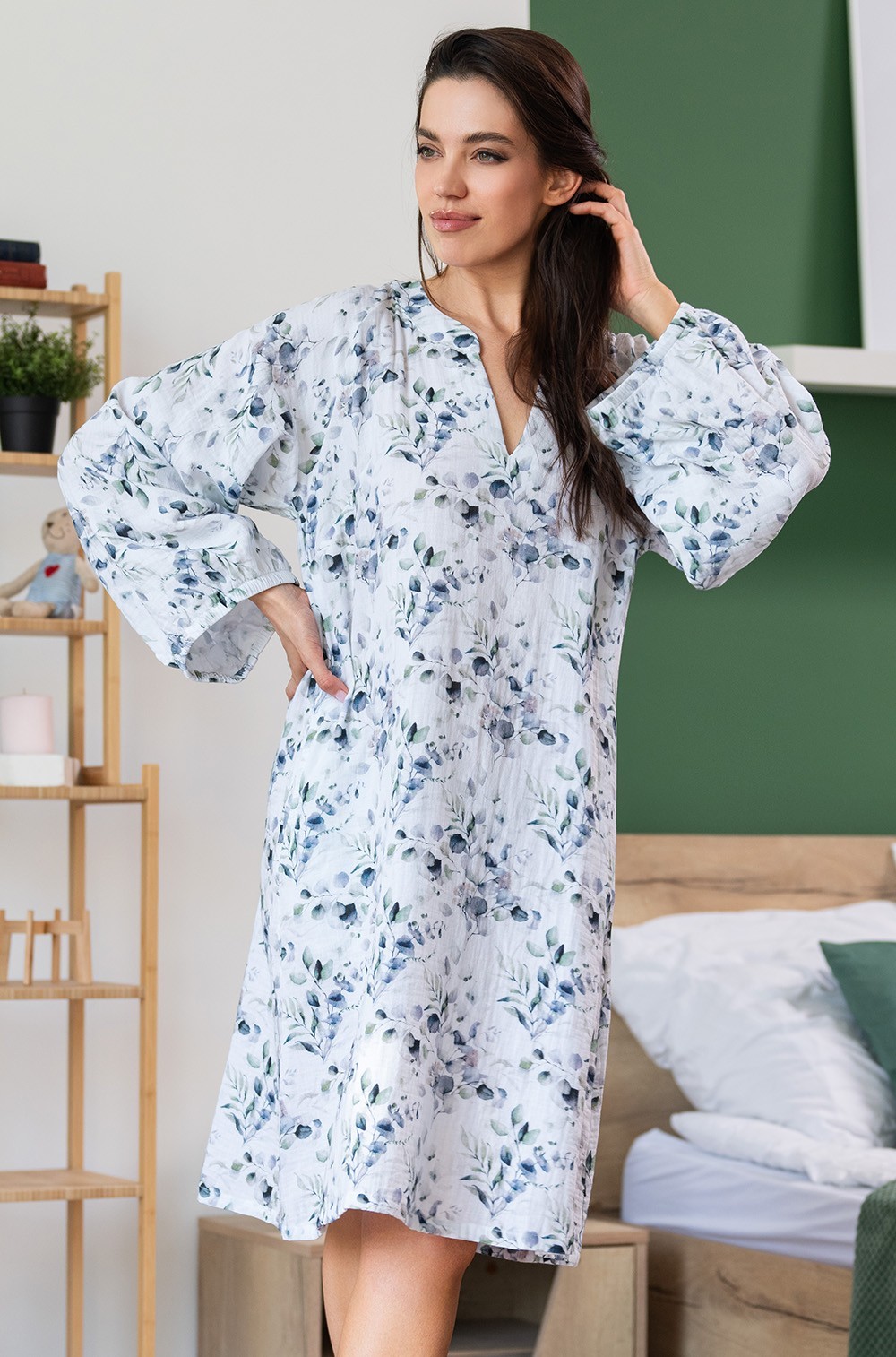 Туника домашняя с рукавами из хлопка Селестина 5444 Mia-Amore