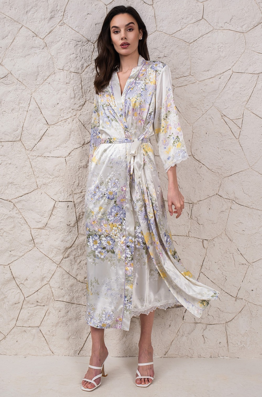 Шёлковый халат женский длиною макси Lilianna Лилианна 5999 Mia-Amore