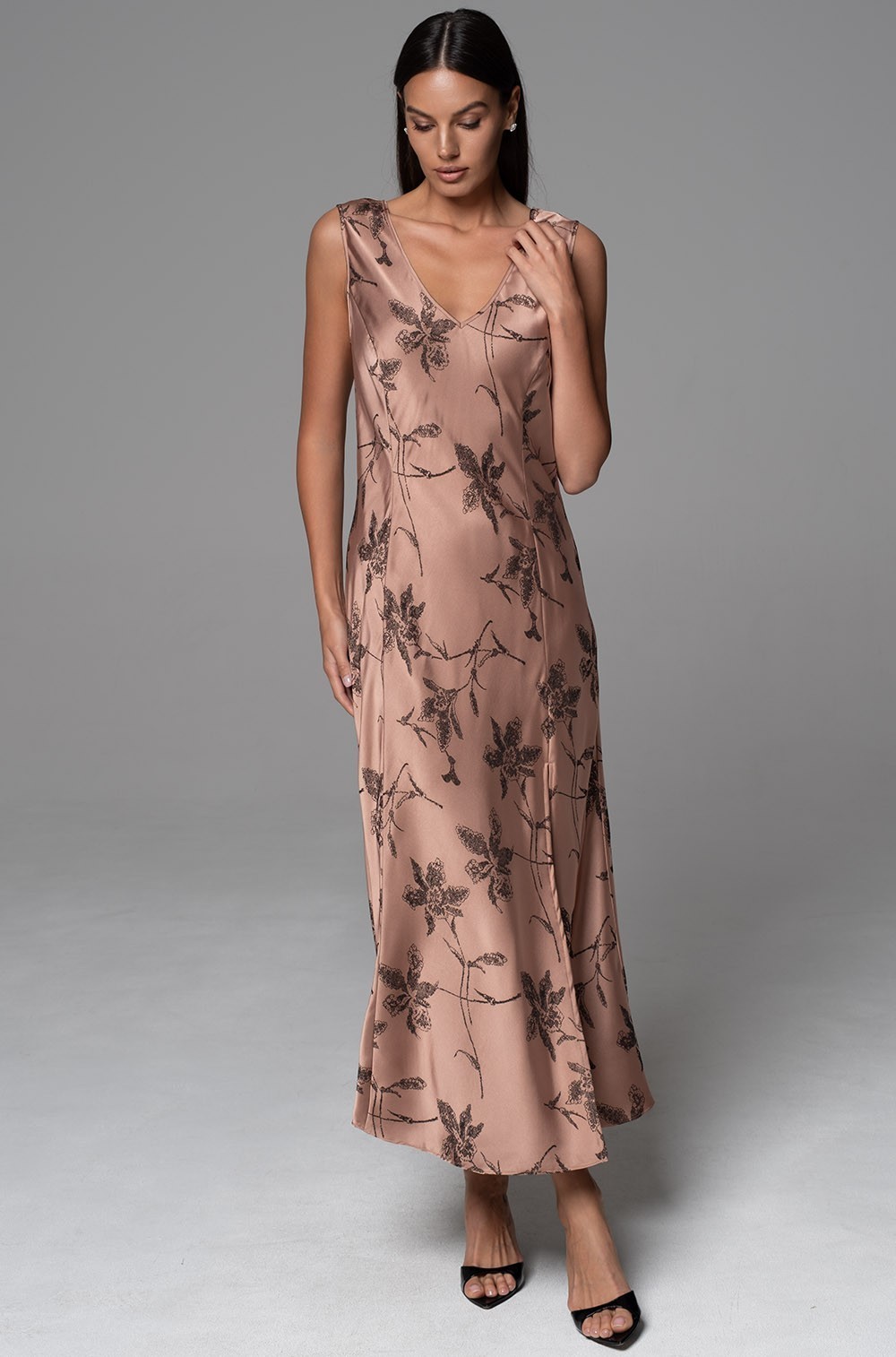 Платье-сорочка длинное из шёлка с вискозой Шейла 4196 Mia-Amore