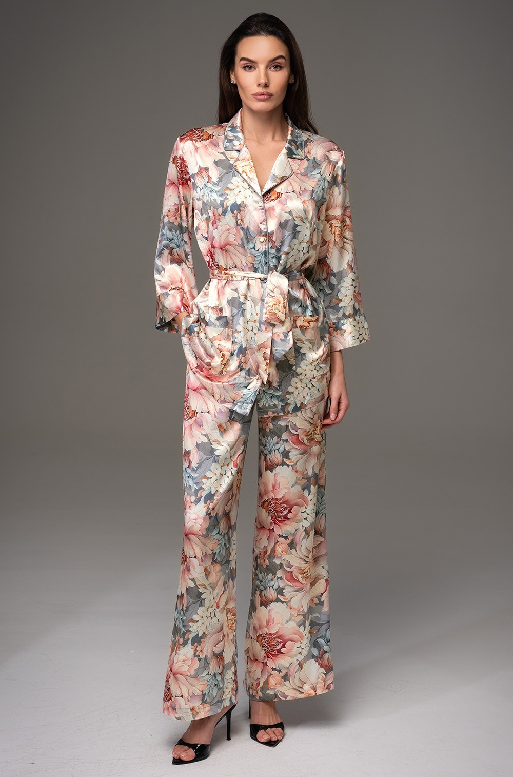 Шёлковая пижама рубашка на пуговицах и брюки Флорин 4486 Mia-Amore