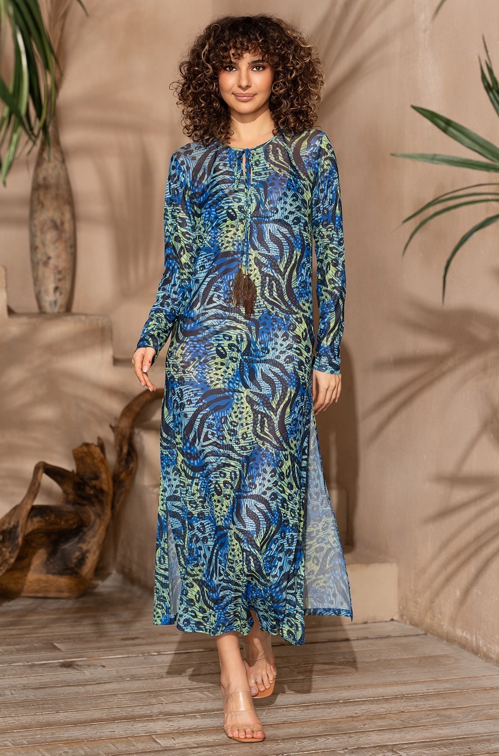 Пляжная туника Mia‑Amore Румба 2373 с длинным рукавом из сетки