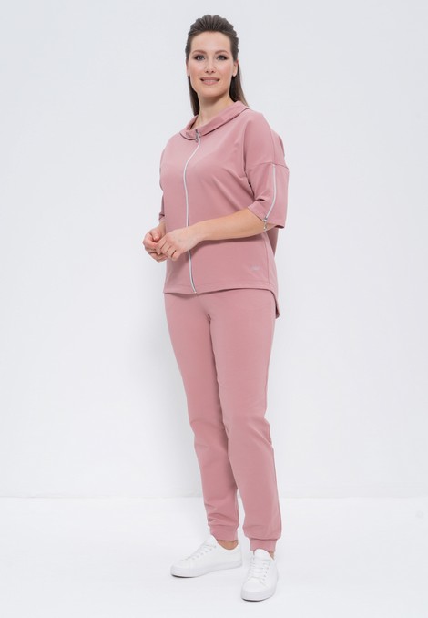 Спортивный костюм женский на молнии 971 ч/роза Cleo