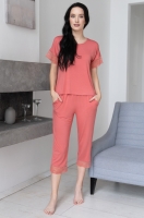 Уютный домашний комплект футболка и бриджи 1935 коралл Алексис Mia-Amore
