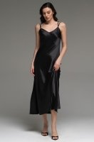 Сорочка длинная чёрная из смесового шёлка Лилироуз 4594 Mia-Amore