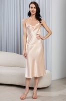 Шёлковая сорочка с драпировкой и кружевом Mia-Amore Марджери 3965 персик