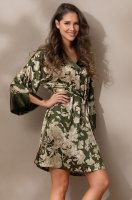 Туника домашняя шёлковая короткая с рукавом хаки 5154 Виттория Mia-Amore