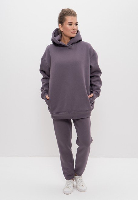 Спортивный костюм женский худи с брюками сливовый 1143 Cleo