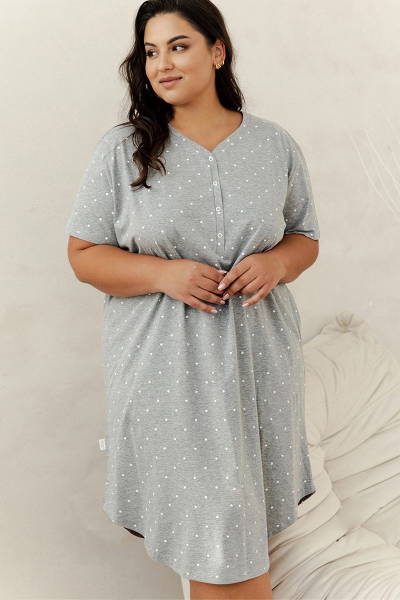 Хлопковая ночная сорочка с рукавом серая 3326/3367 MEG Taro Польша
