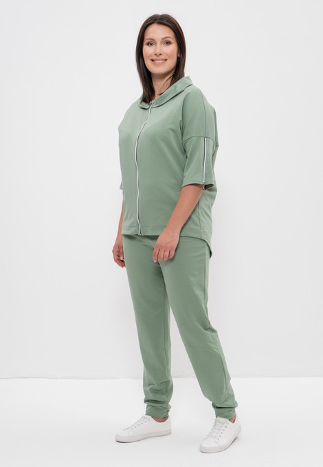 Спортивный брючный костюм из хлопкового трикотажа 971 оливковый Cleo