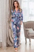 Шёлковая пижама из жакета на пуговицах и брюк Генриетта 3765 Mia-Amore