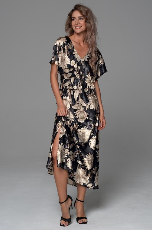 Шёлковое домашнее платье с коротким рукавом.Дениса 4222 Миа-Аморе